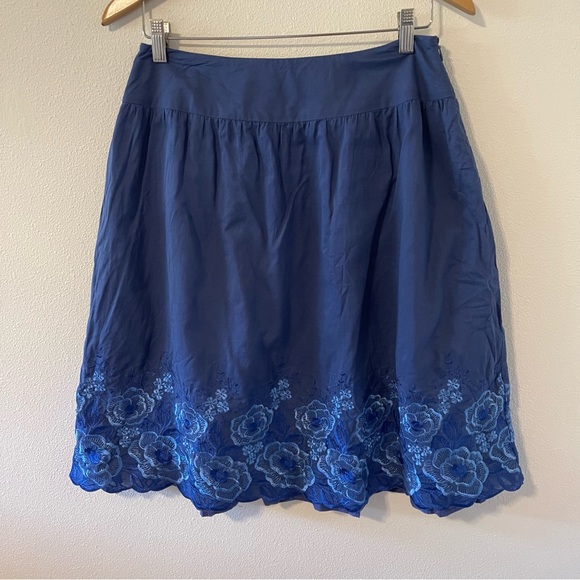 Hill Skirts Hill Embroidered Floral Hem Aline Midi